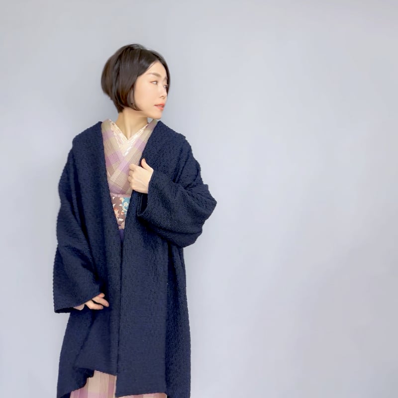 workshopさかりや】ガウンコート（ネイビー） | KIMONO CLOSET by N