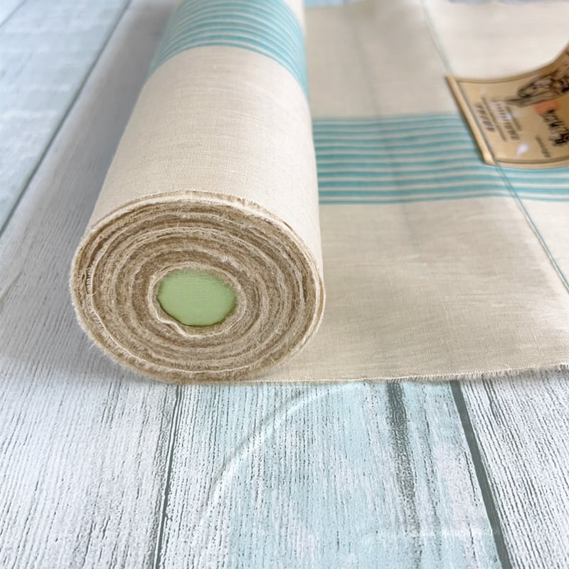 新之助上布】本麻反物「縞・アイボリー×ターコイズ」 | KIMONO CLOSET