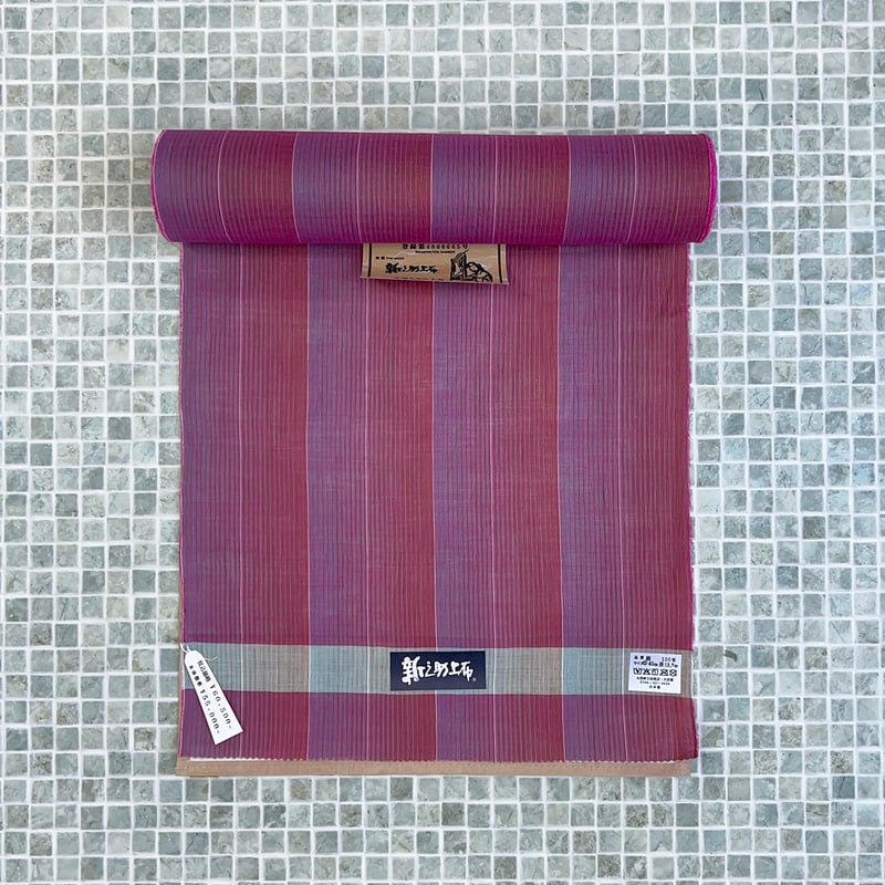 新之助上布】本麻反物「縞 紅霞 | KIMONO CLOSET by Nayuko Ogura