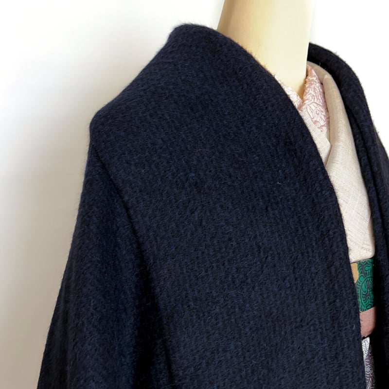 487 紺 シルクウール モモンガコート 長羽織 羽織 workshopさかりや 