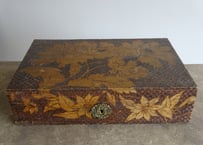 ヴィンテージBOX 花柄彫刻 木製ボックス 木箱 44.4x28cm