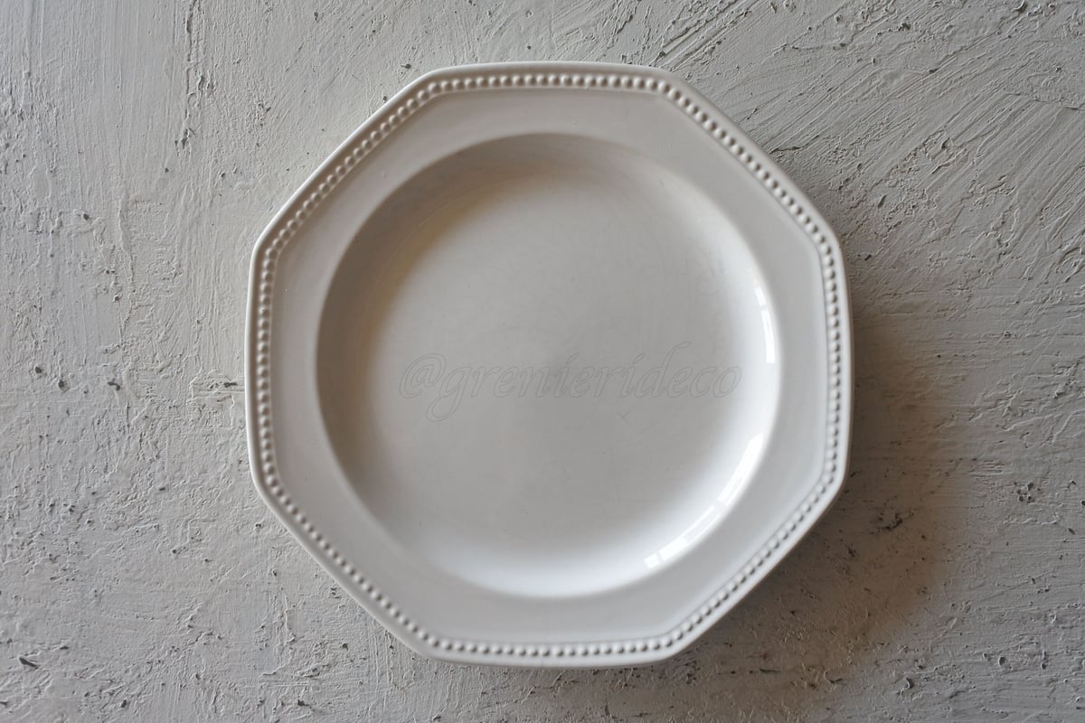 ロンシャン窯 白いオクトゴナル デザート皿 #1〖202305-83