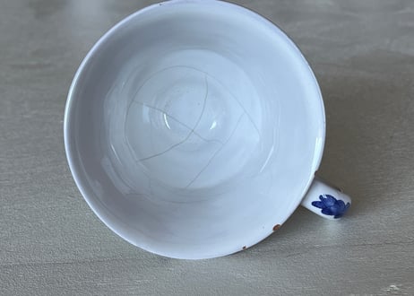 ムスティエ シモーヌファヴィエ 白釉に青い小花絵付け デジュネカップ＆ソーサー ＃1〖202501−020〗