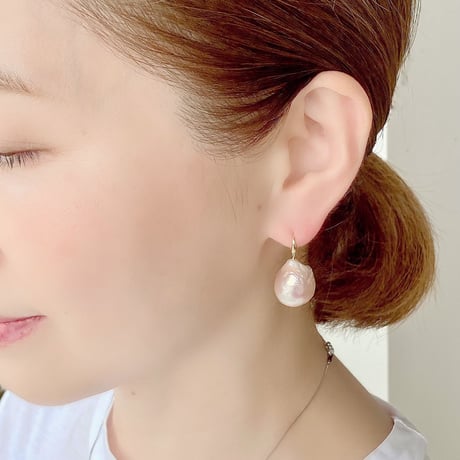 バロックパール ドロップピアス（ベビーピンク）