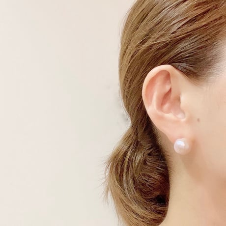 バロックパール ピアス（グレイッシュピンク）