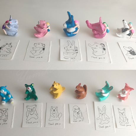 ANIMALSグリーンのくま （１点物 ミニオブジェ）