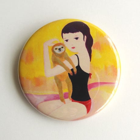 なまけものと女の子 缶ミラー（57mm）