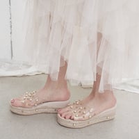 clear pearl wedge sandals