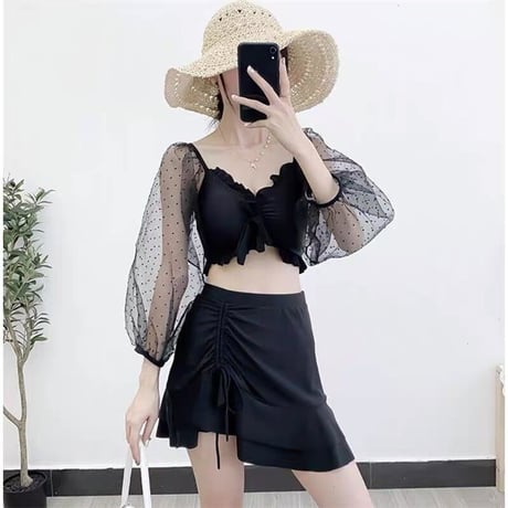 dot lace skirt set swimwear