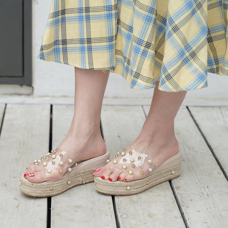 Clear sales wedge mules