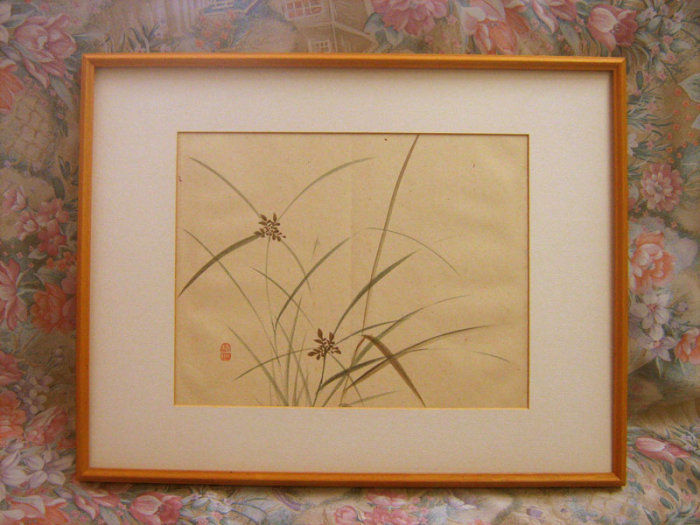 日本画◾️竹内栖鳳『草花図』額装仕立て47.5×40.5 | 美術品専門