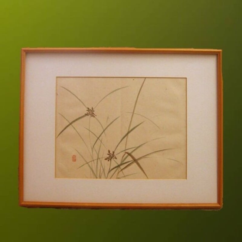 日本画◾️竹内栖鳳『草花図』額装仕立て47.5×40.5 | 美術品専門