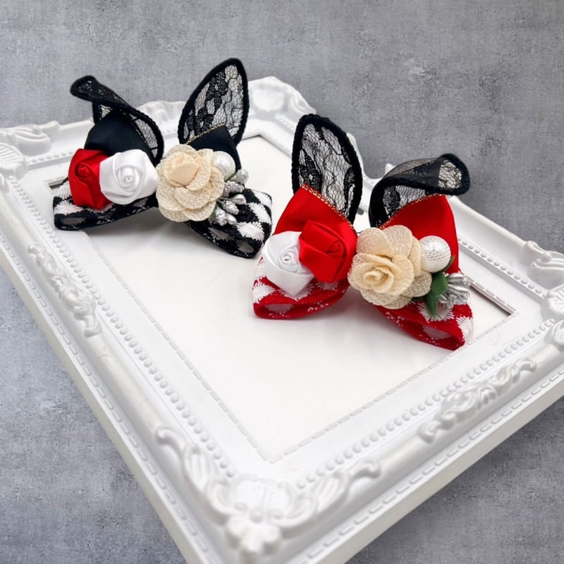 ゴシックラビット🐰ヘアクリップ／1点 ブラックorレッド | crazy