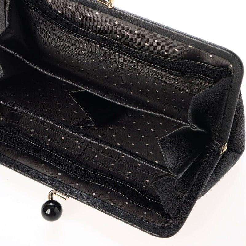 U*a様 早い者勝★ perche ペルケ アクリル玉がま口長財布　BK ブラッ ロングセラー＞ペルケ perche アクリル玉がま口長財布