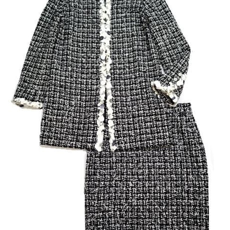 A-1930　09PスパンコールトリムロングジャケットＸスカートスーツ