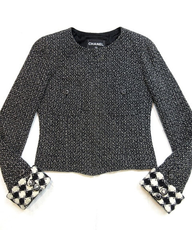 CHANEL 08Aシルクツイードジップジャケット