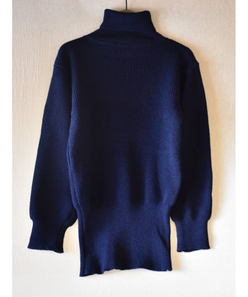 ▪️80s NAVY ビンテージ ハイネック ニット モックネック ネイビー 無地 80s MILITARY イタリア軍 P.T. ハイネック ニット ネイビー セーター