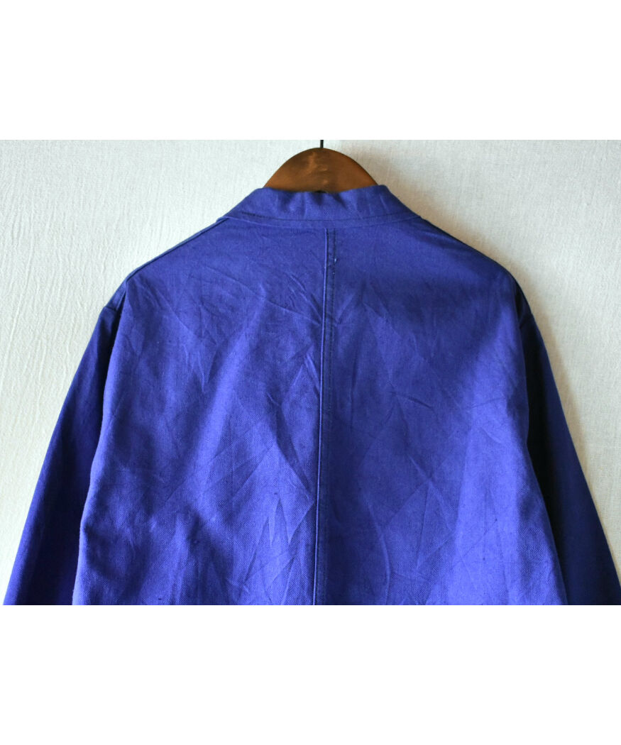 極上超希少60s Au Molinelフレンチワークジャケット ヘリンボーン V Deadstock 】80's AU MOLINEL フレンチワークジャケット BLUE