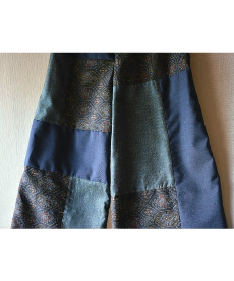 Rinceaux 正絹 パッチワークイージーパンツ ＃1 (ONE SIZE) NAVY BLUE