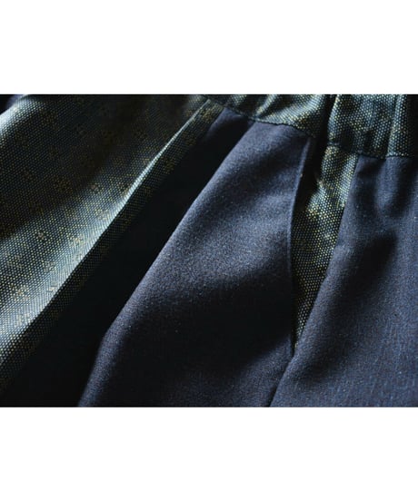 Rinceaux 正絹 パッチワークイージーパンツ ＃1 (ONE SIZE) NAVY BLUE