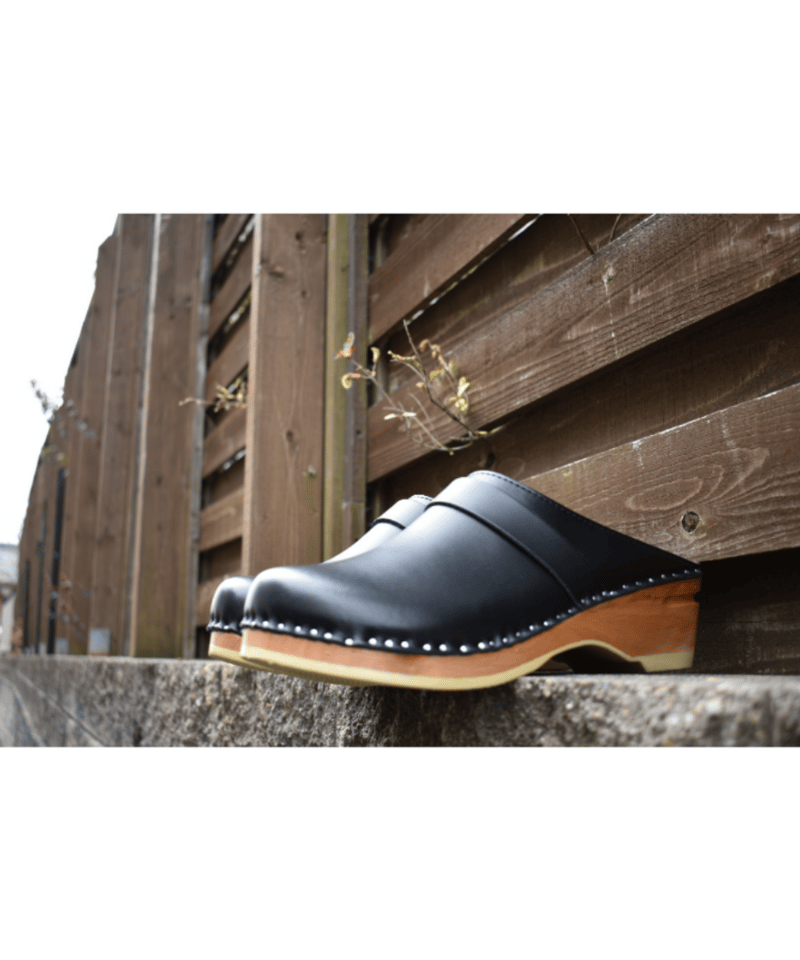 TROENTORP Da Vinci Clog レザー サボ クロッグ 木底 BLACK | 