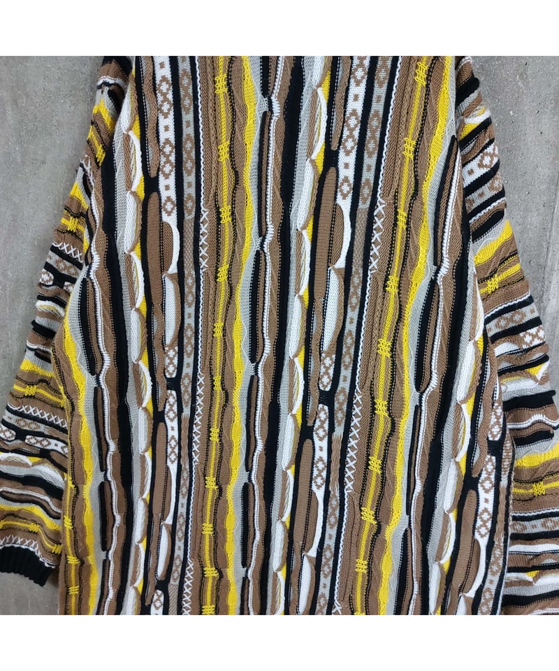 used 】coogi 3Dニット マルチカラー 立体 編込み ビッグサイズ 
