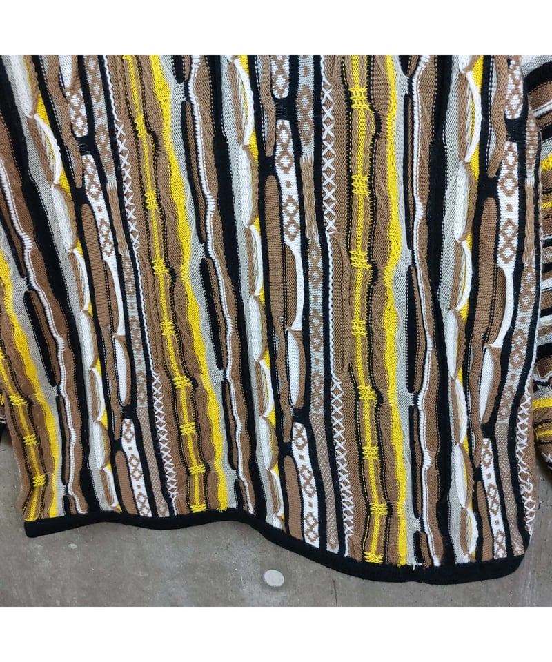 used 】coogi 3Dニット マルチカラー 立体 編込み ビッグサイズ 