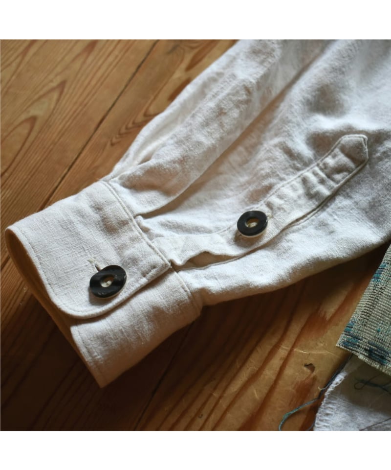 Rinceaux 再構築リメイク 長袖シャツ (ONE SIZE) WHITE BEIGE # Rinceaux 再構築リメイク 長袖シャツ (ONE SIZE) WHITE BEIGE #