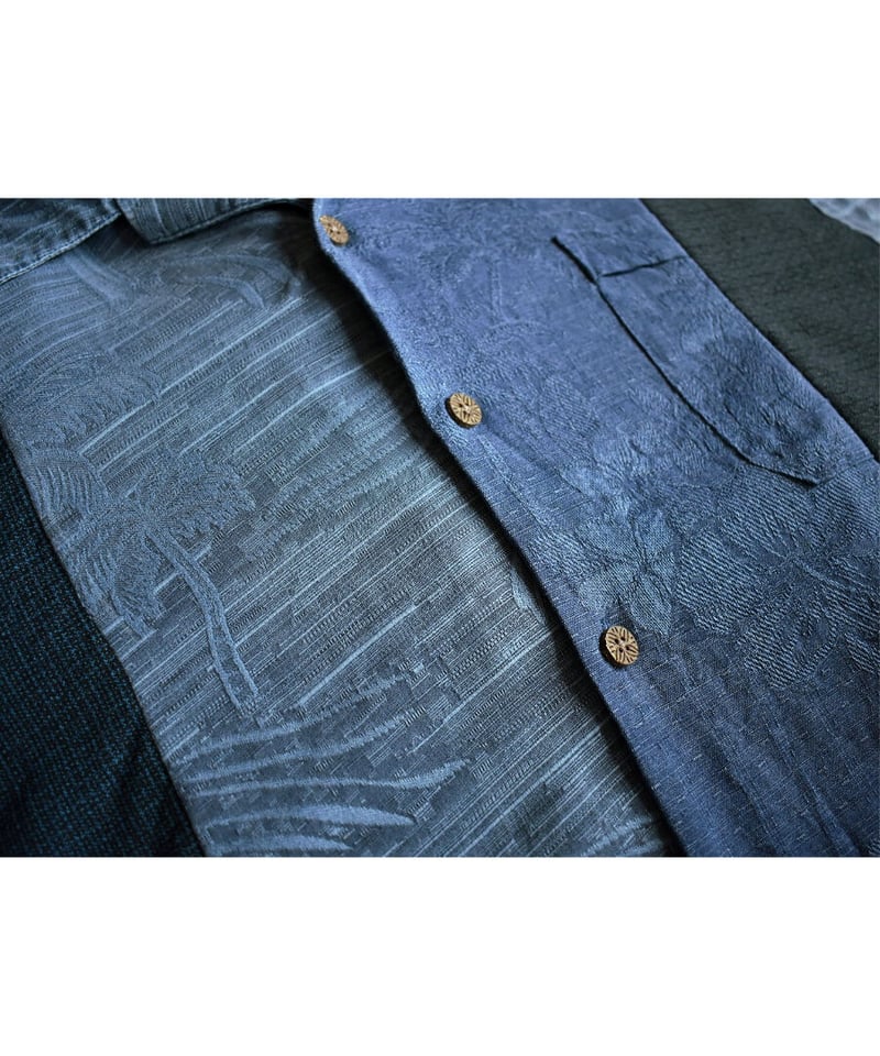 送料込み！ink ネルシャツ リメイクガウン サイズM インディゴ染め ブロックチェック ネルシャツ FN-SNR-101LSP