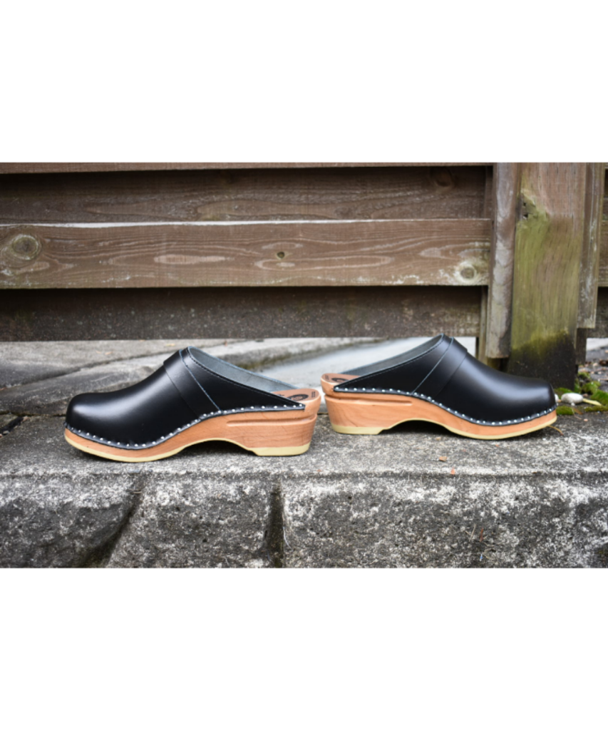 TROENTORP Da Vinci Clog レザー サボ クロッグ 木底 BLACK | 