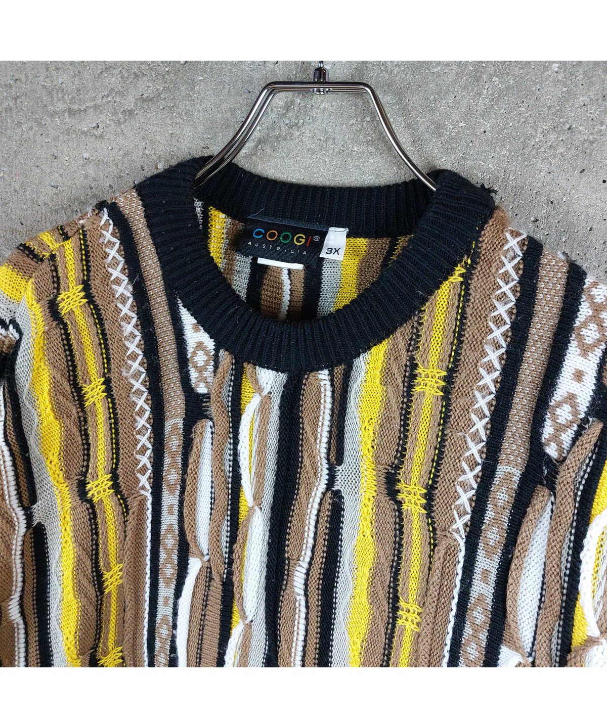 used 】coogi 3Dニット マルチカラー 立体 編込み ビッグサイズ 