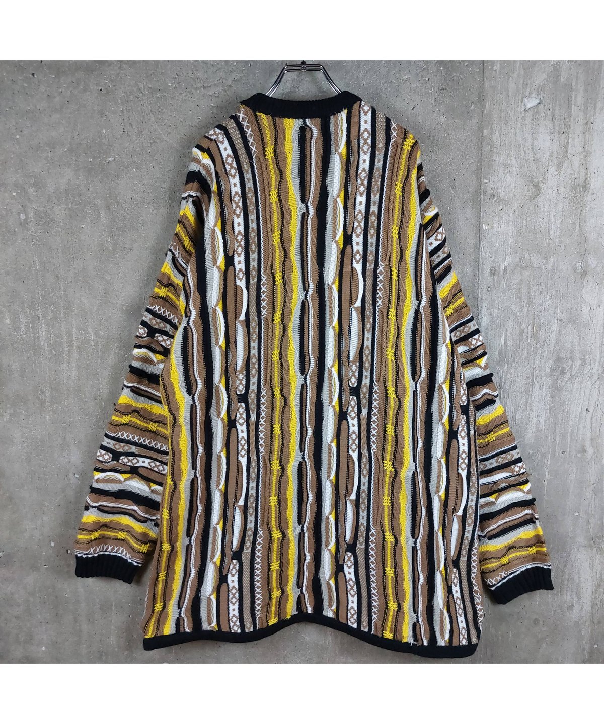used 】coogi 3Dニット マルチカラー 立体 編込み ビッグサイズ 