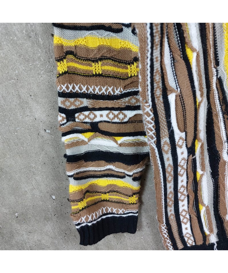 used 】coogi 3Dニット マルチカラー 立体 編込み ビッグサイズ 