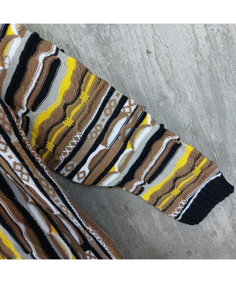 used 】coogi 3Dニット マルチカラー 立体 編込み ビッグサイズ 