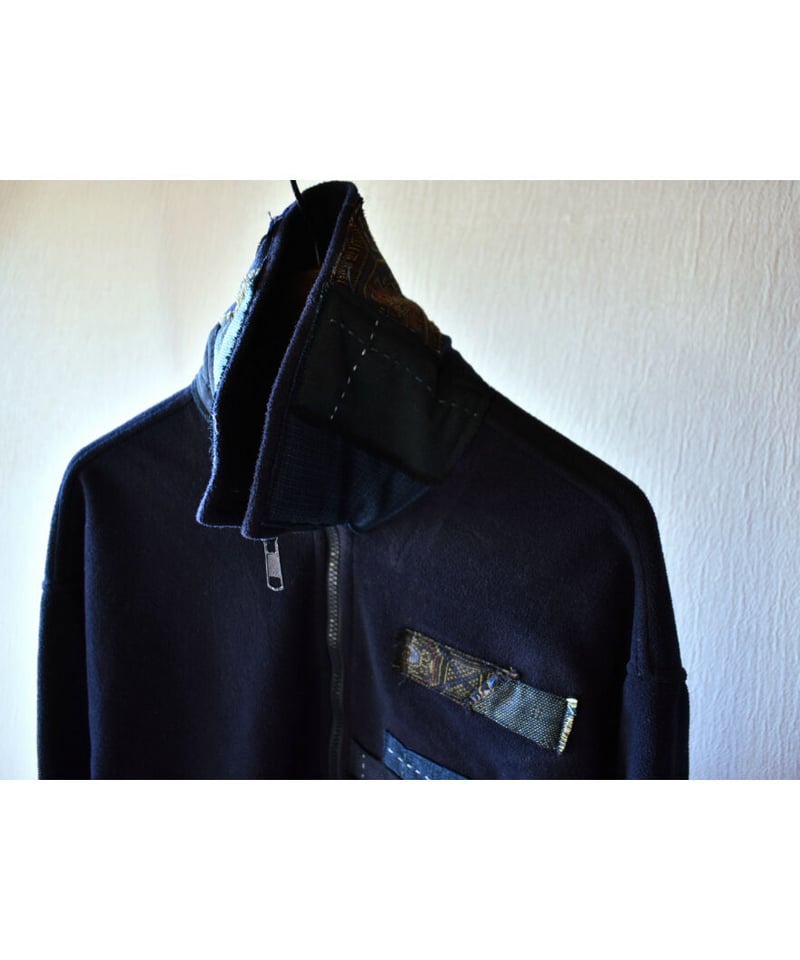 Russeluno フリースジャケット サイズ6 ブラック Rinceaux 着尺リメイク フリースジャケット (ONE SIZE) NAVY