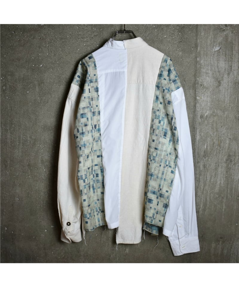 【希少】READYMADE OVERSIZE SHIRT 長袖 シャツ 再構築 Rinceaux 再構築リメイク 長袖シャツ (ONE SIZE) WHITE BEIGE #