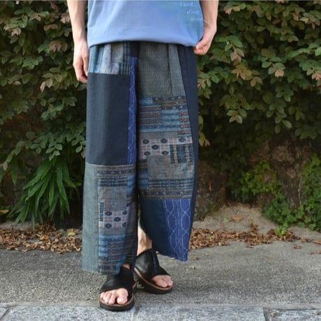 y’s パッチワークパンツ ワイドパンツ　ブラック　コットンリネン y's パッチワークパンツ ワイドパンツ ブラック コットンリネン y's