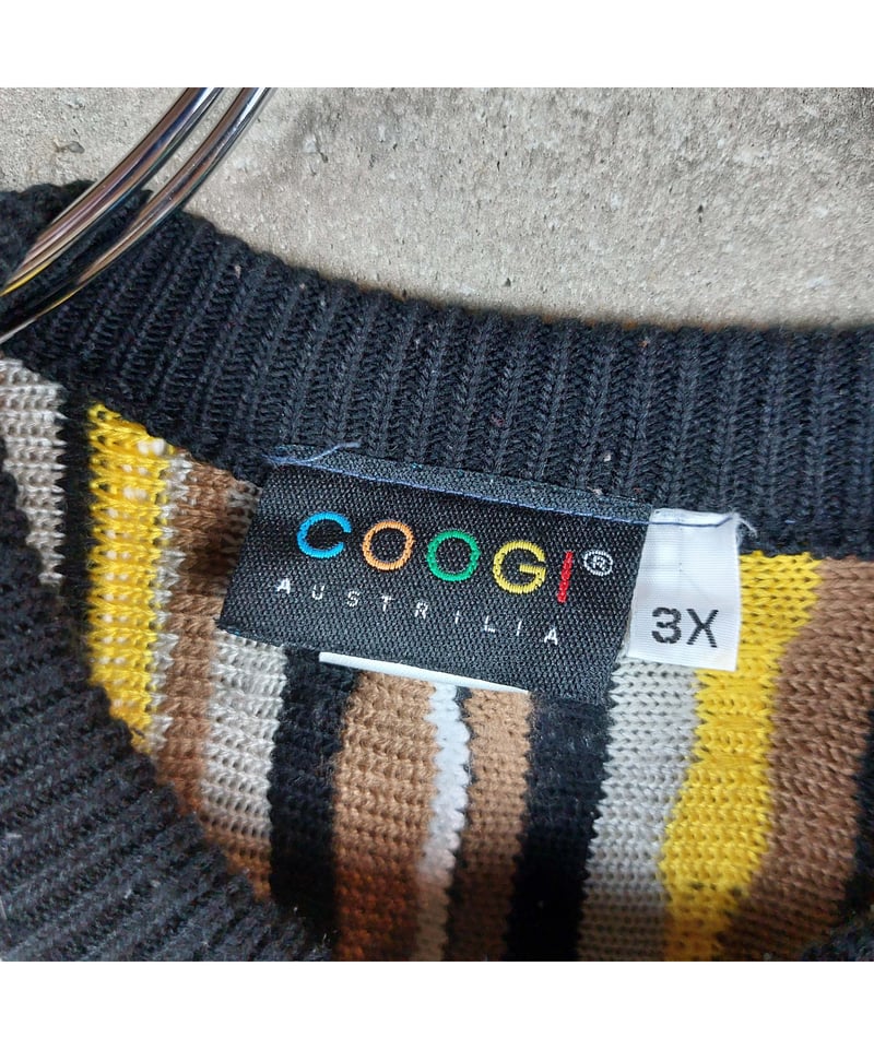 used 】coogi 3Dニット マルチカラー 立体 編込み ビッグサイズ 