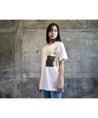 Rinceaux 日本格子古織物 REMAKE  POCKET T-SHIRTS  WHITE