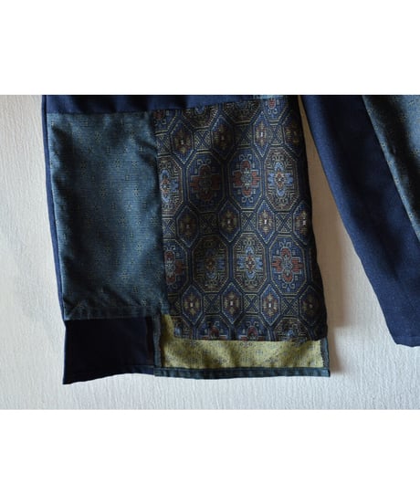 Rinceaux 正絹 パッチワークイージーパンツ ＃1 (ONE SIZE) NAVY BLUE