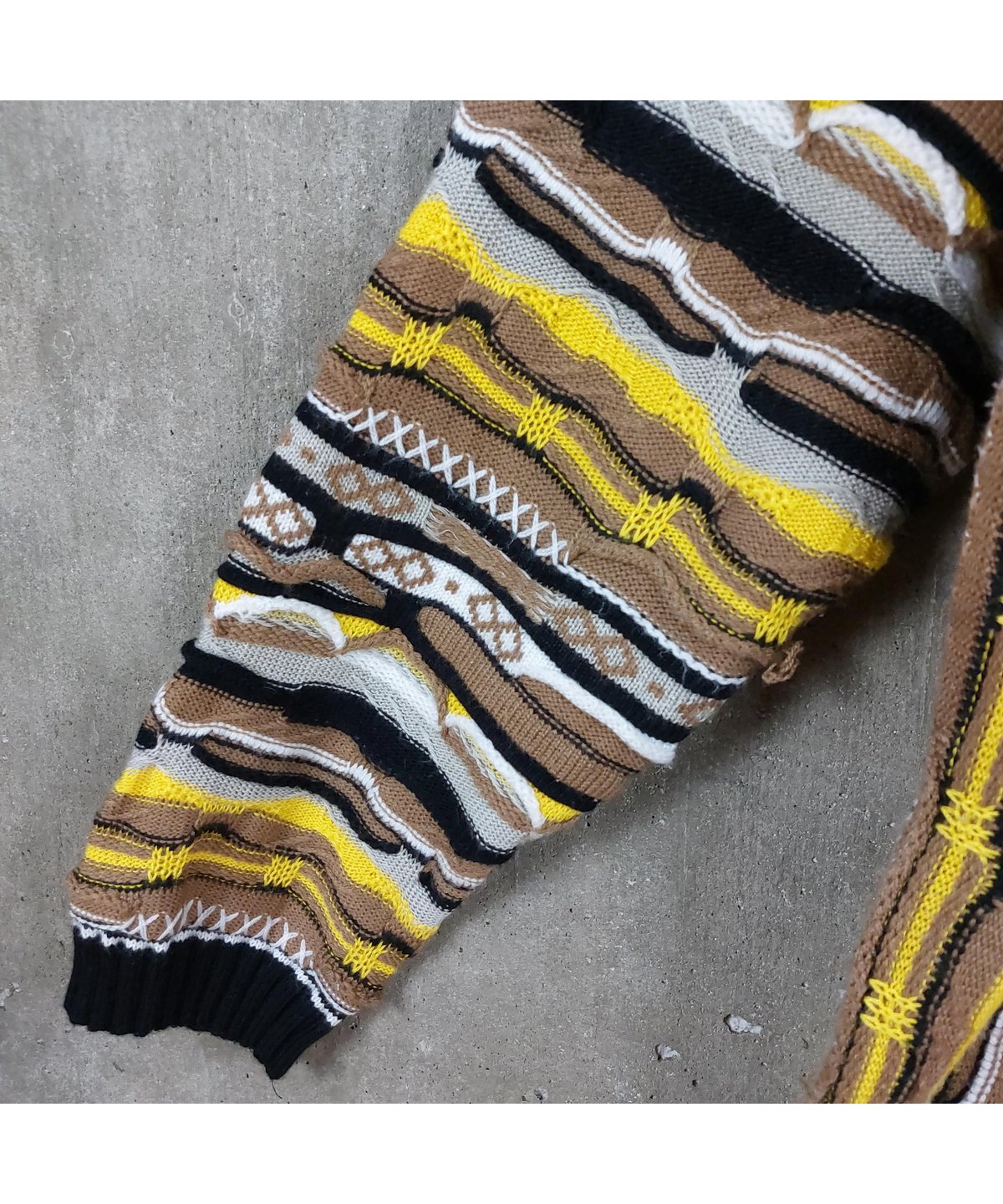 used 】coogi 3Dニット マルチカラー 立体 編込み ビッグサイズ 