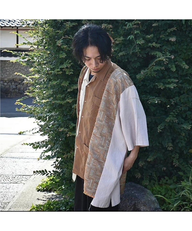 Rinceaux 再構築リメイク 半袖シャツ (ONE SIZE) BROWN BEIGE #