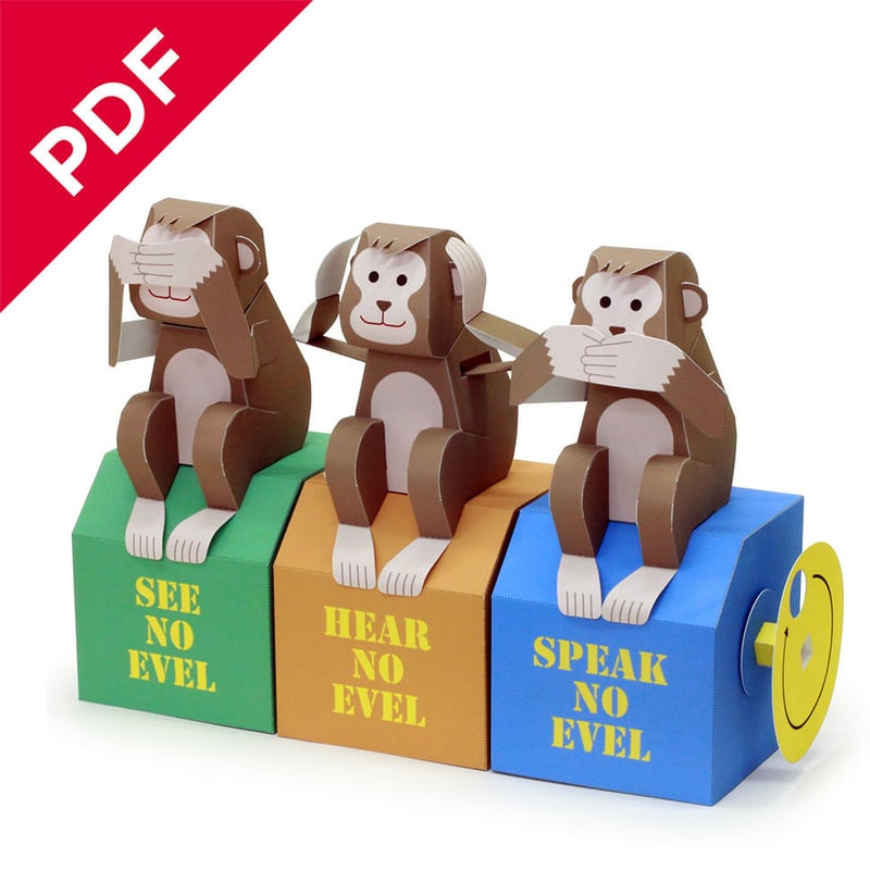 色紙、見ざる、聞かざる、言わ猿、 猿_見ざる言わざる聞かざるイラスト