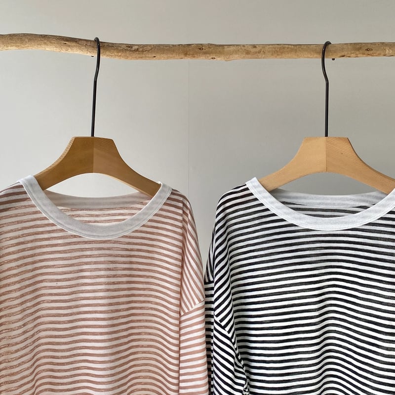 Sheer Border long T-shirt【ハモミシノオトナフク】 | hamomisi Sheer Border long T-shirt【ハモミシノオトナフク】 | hamomisi