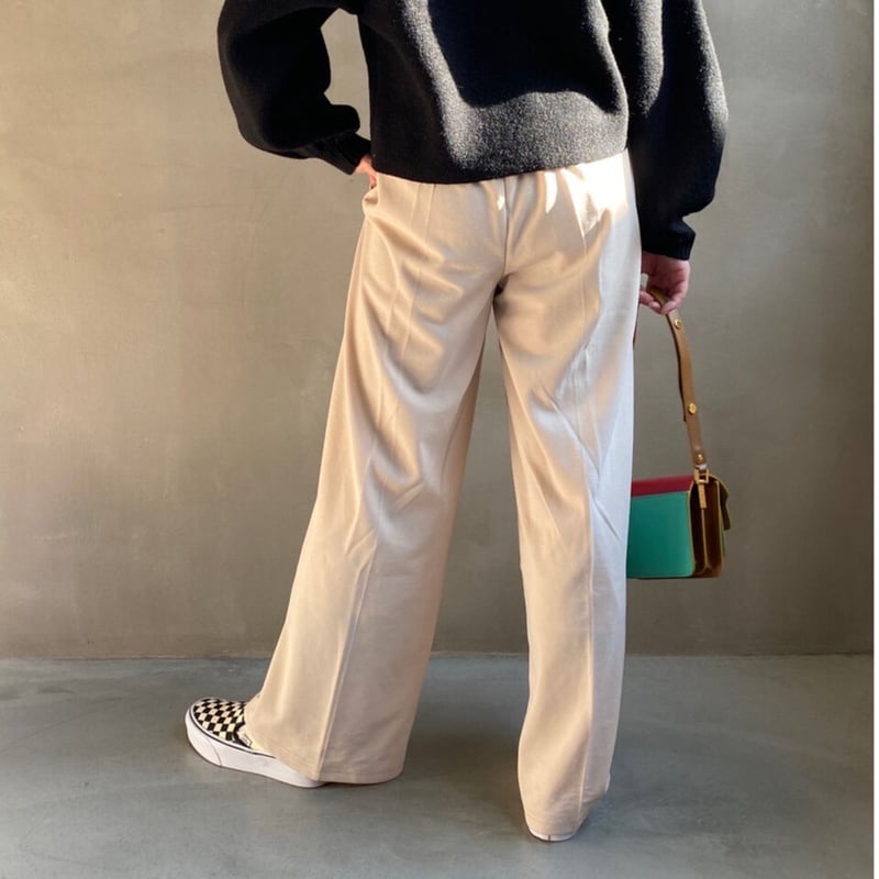 Waist gather easy wide pants【ハモミシノオトナフク】 | hamo... GATHER WIDE STRAIGHT PANTS T-CLOTH