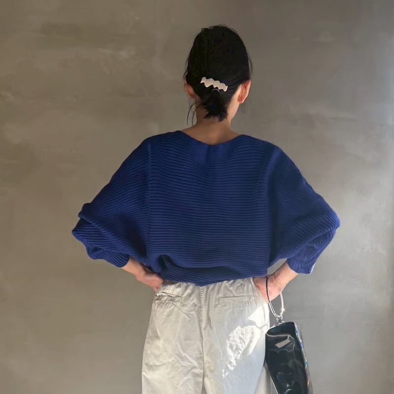 Boat neck dolman rib knit 【ハモミシノオトナフク】 | hamomisi