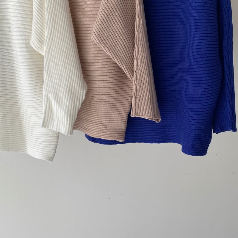 Boat neck dolman rib knit 【ハモミシノオトナフク】 | hamomisi