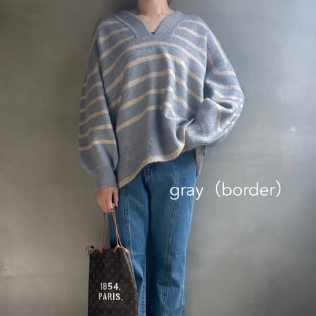 Deep V-neck knit【ハモミシノオトナフク】
