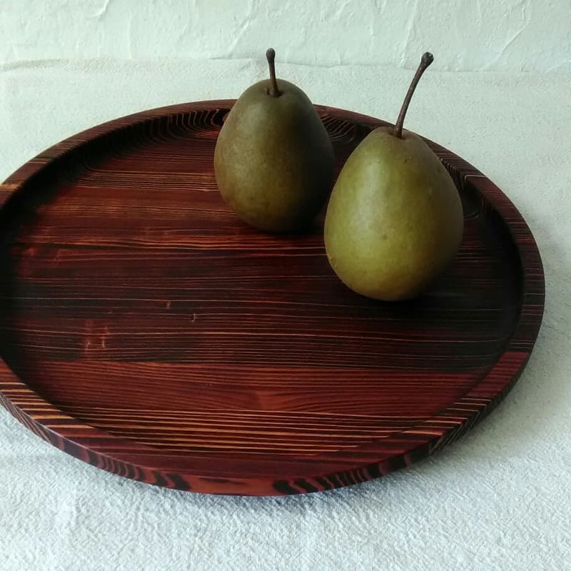 栃拭き漆丸盆 栃縮杢造り丸盆 拭き漆仕上げ | iichi 日々の暮らしを心地よく