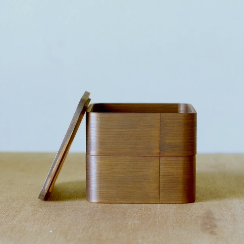 正方形弁当箱 二段 | 杉の木クラフト